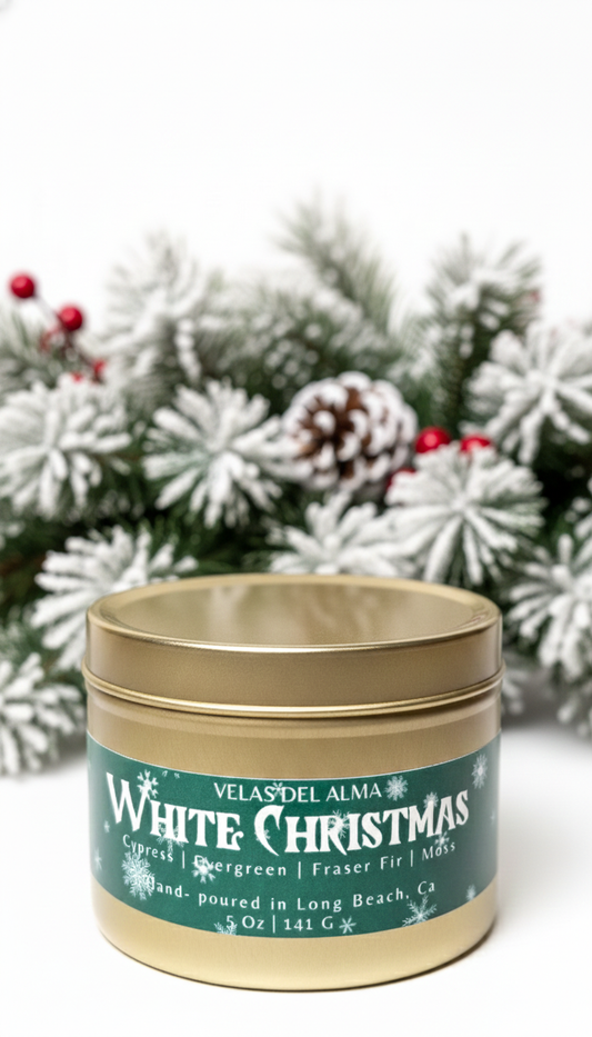 White Christmas Tin Candle